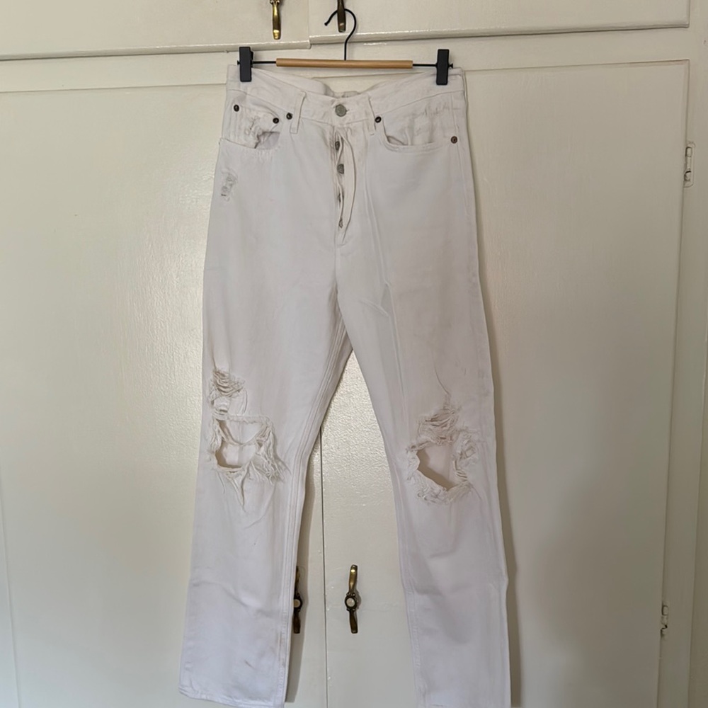 Agolde white ripped boyfriend jeans
